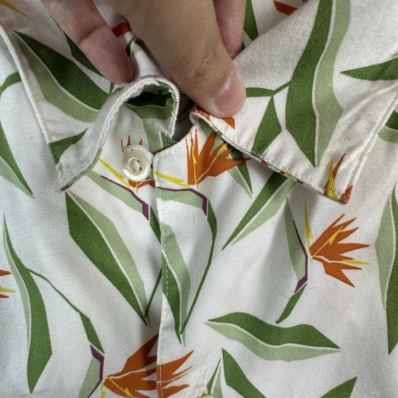 Bonobos Shirt Mens Medium White Floral Loop Collar Camp Shirt Button Up Tencel - Picture 8 of 9